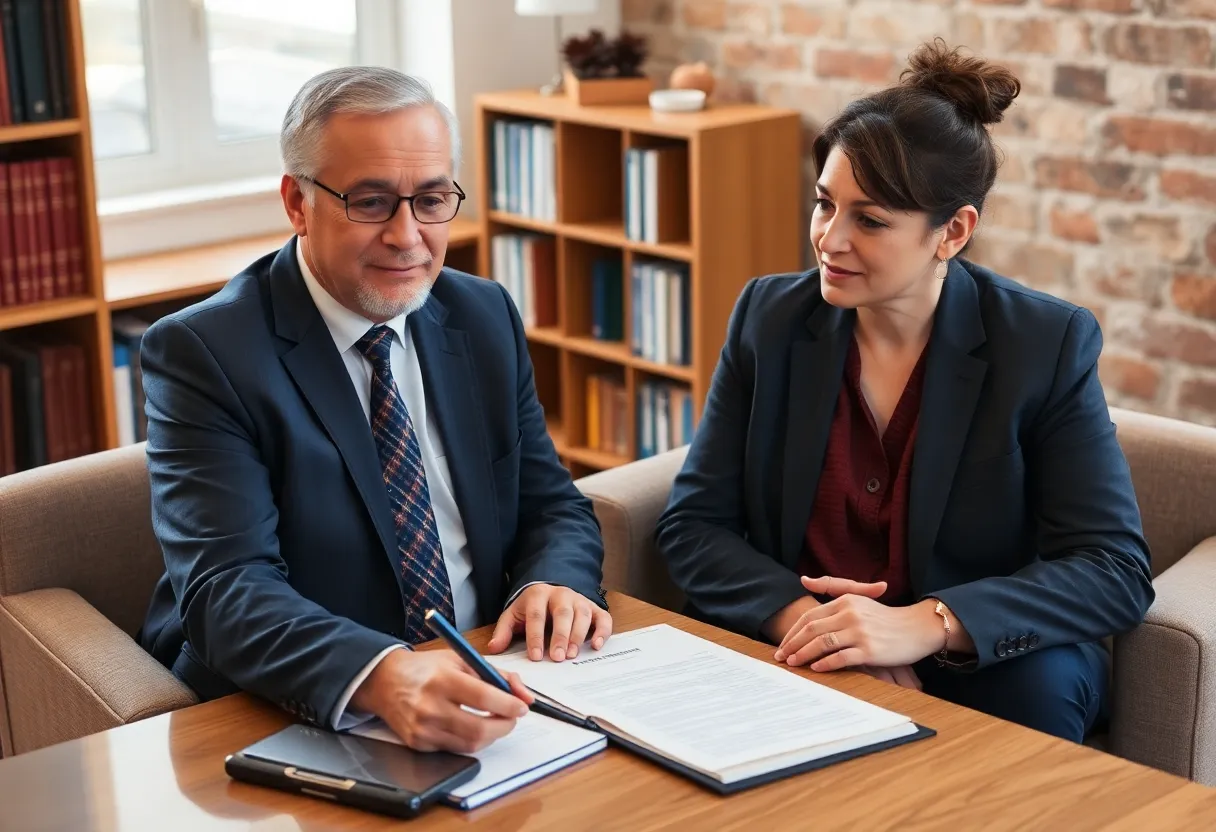 A lawyer providing legal guidance to a mesothelioma patient.