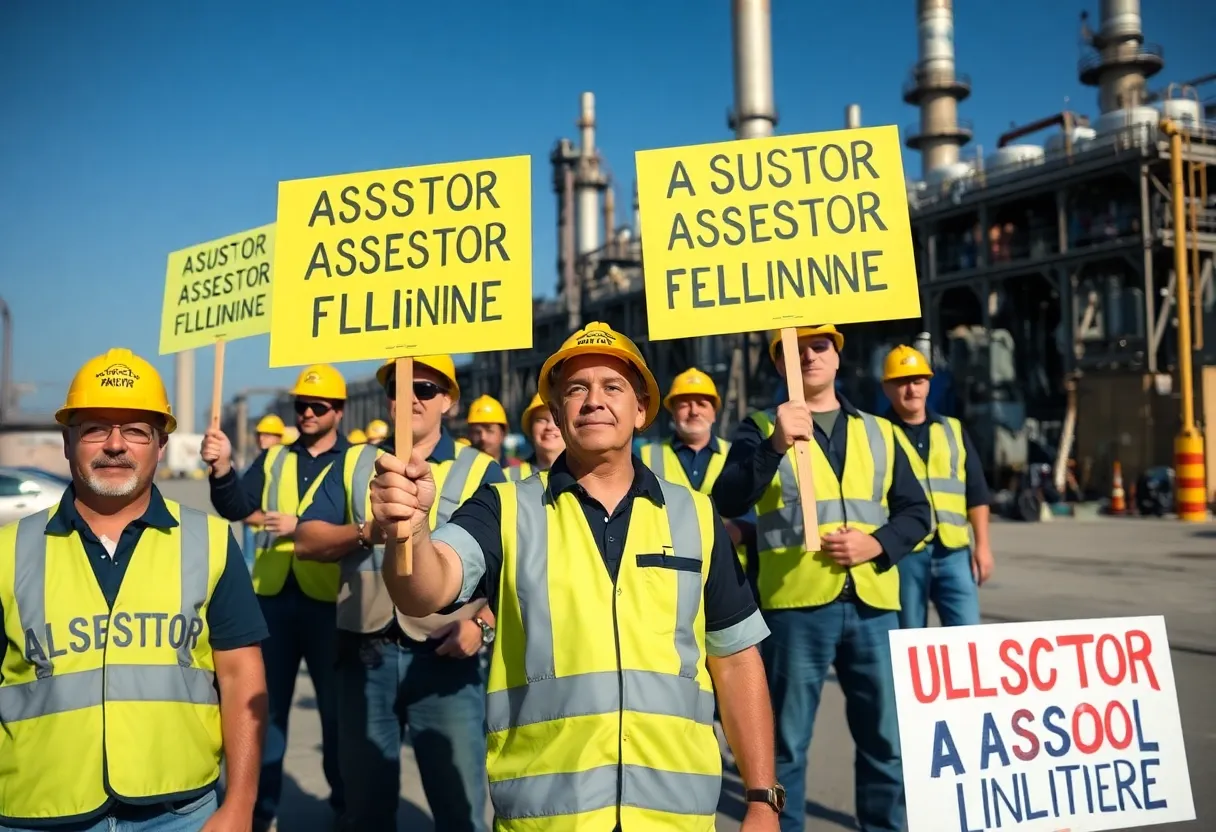 Workers protesting against asbestos exposure in Louisiana