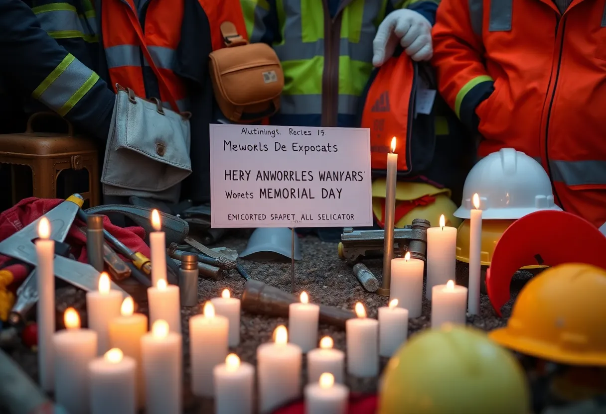 Candles lit for fallen workers on International Workers' Memorial Day