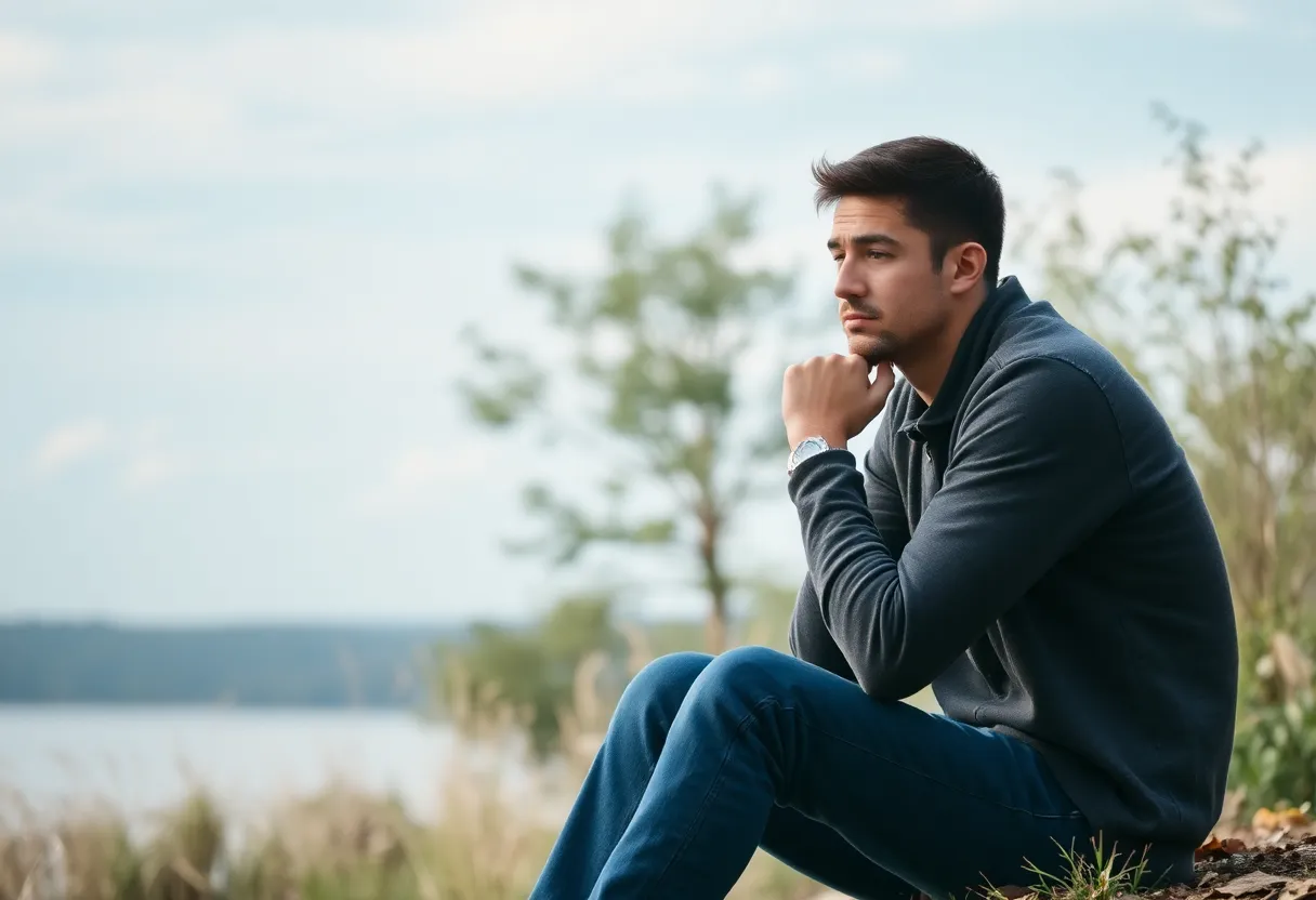A person reflecting on mental health challenges associated with mesothelioma