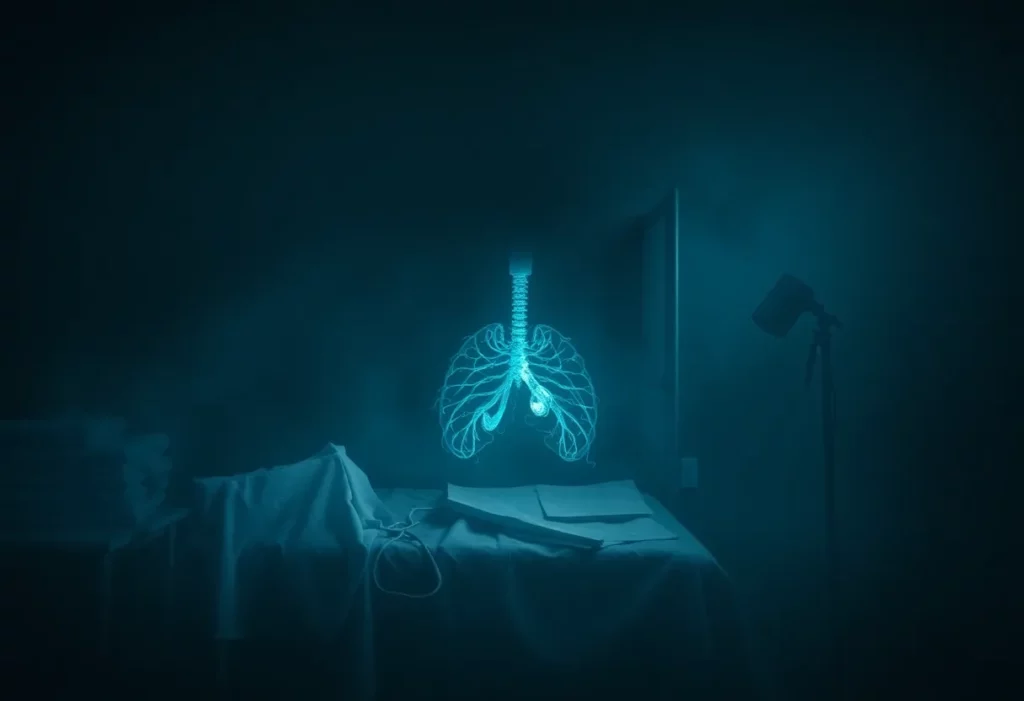 Symbolic representation of the dangers of asbestos exposure and its link to mesothelioma.