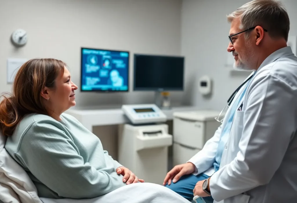Medical professionals discussing malignant pleural mesothelioma treatment.