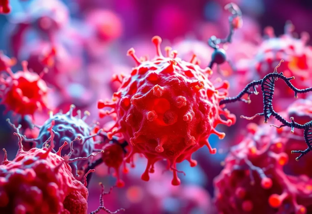 Abstract visualization of mesothelioma tumor cells and their microenvironment