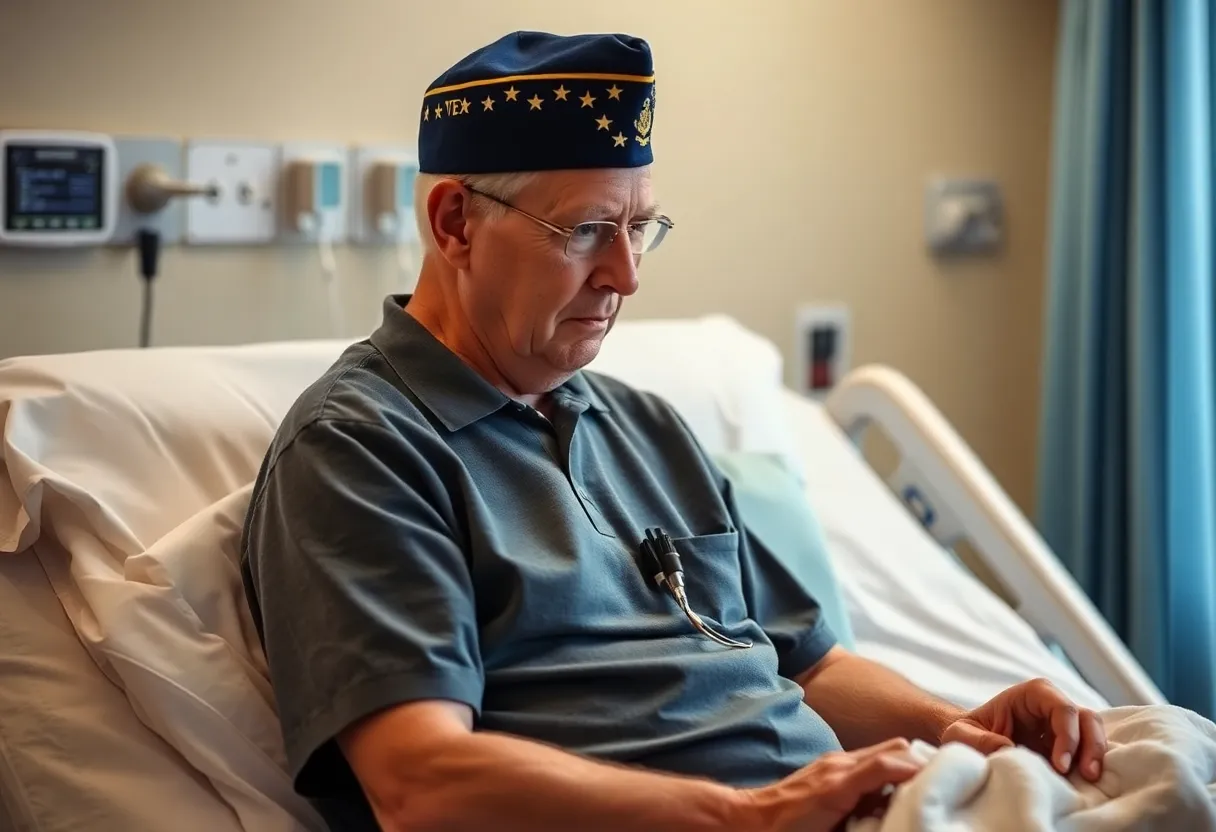 A concerned veteran discussing mesothelioma diagnosis with a healthcare professional.
