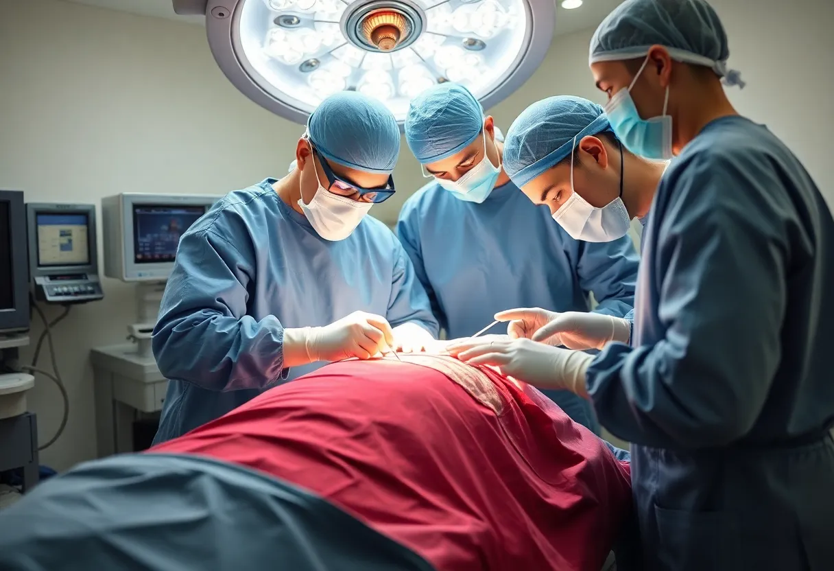 Medical team conducting pleural mesothelioma surgery