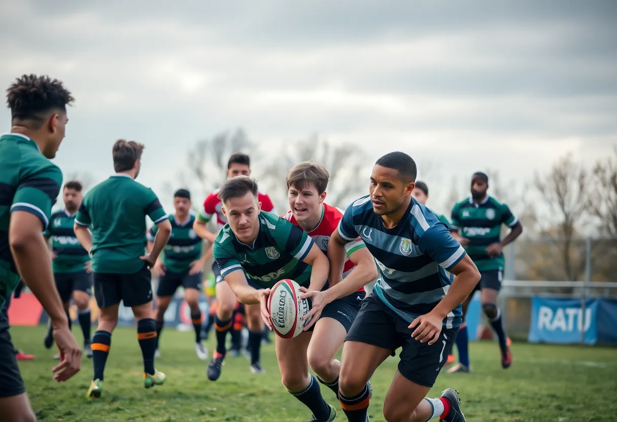 Players from Reading Rugby Club engaged in a match, showcasing inclusivity and community spirit.