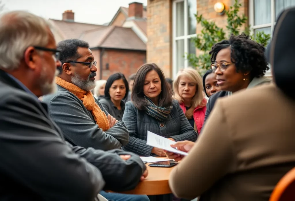 Residents of Sheffield gathering to discuss community health and safety issues