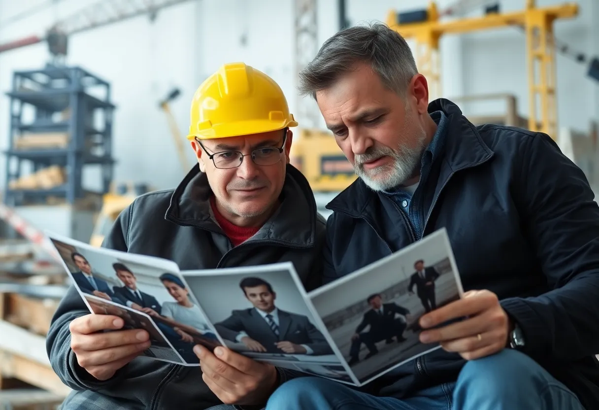 Two sons reviewing their father's work history for details about asbestos exposure