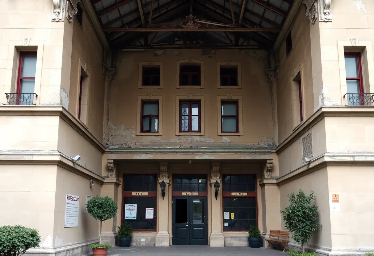 Exterior view of the Spanish Embassy Cultural Center showcasing signs of deterioration