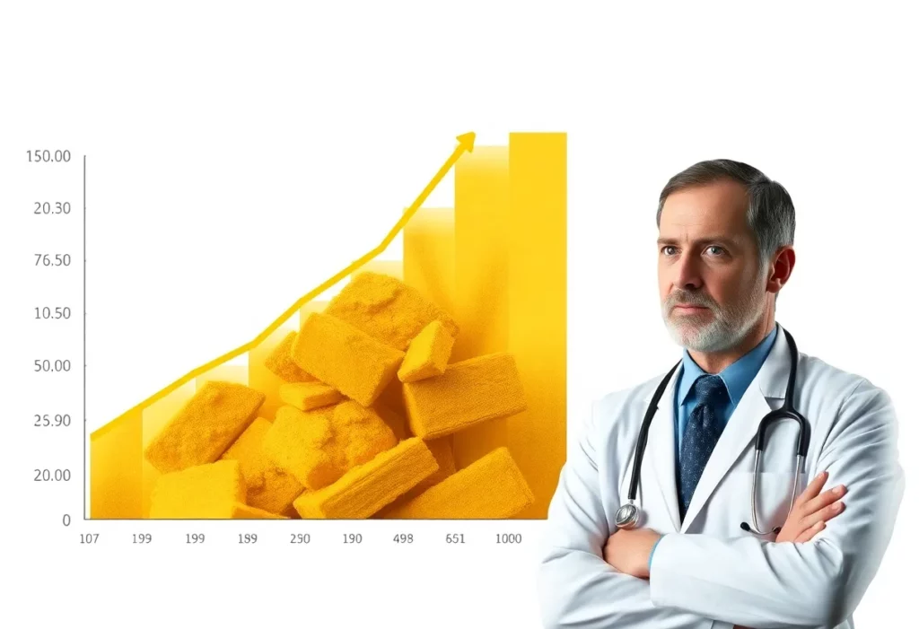 Graph showing the rise in mesothelioma cases in the USA