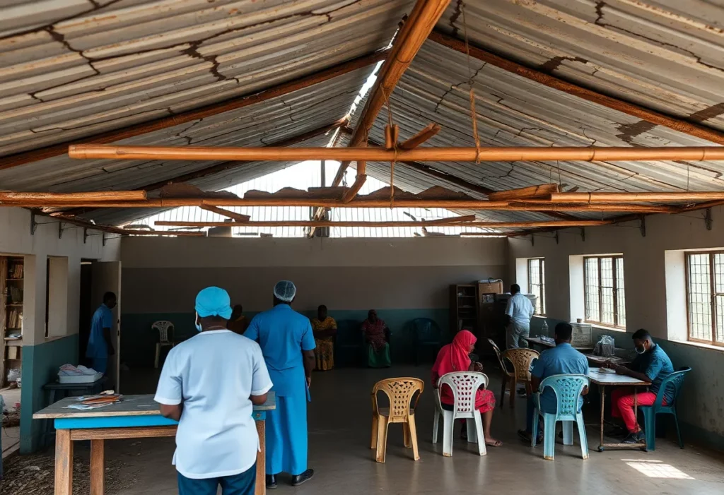 An unsafe health centre in Thuraiyur with damaged infrastructure.