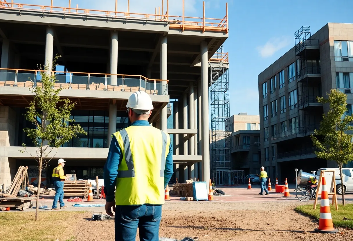 Construction site at the University of Southampton focusing on safety and asbestos management