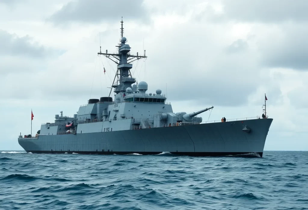 USS Gurke, a Gearing-class destroyer at sea