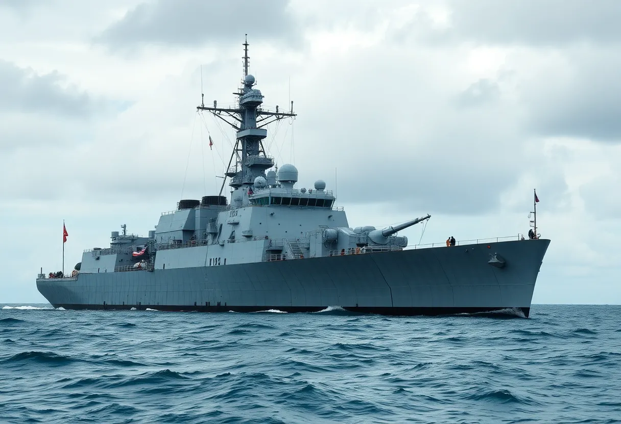 USS Gurke, a Gearing-class destroyer at sea