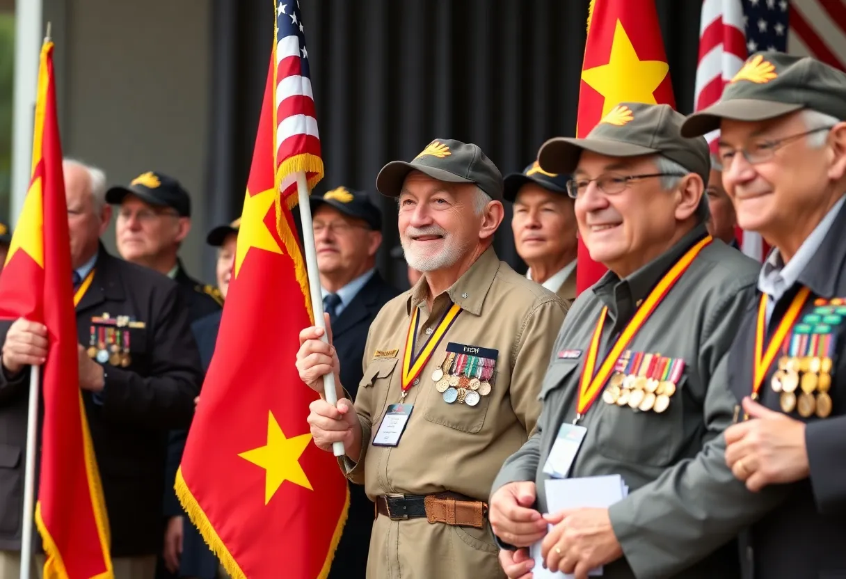 Vietnam War veterans being honored at a national event.
