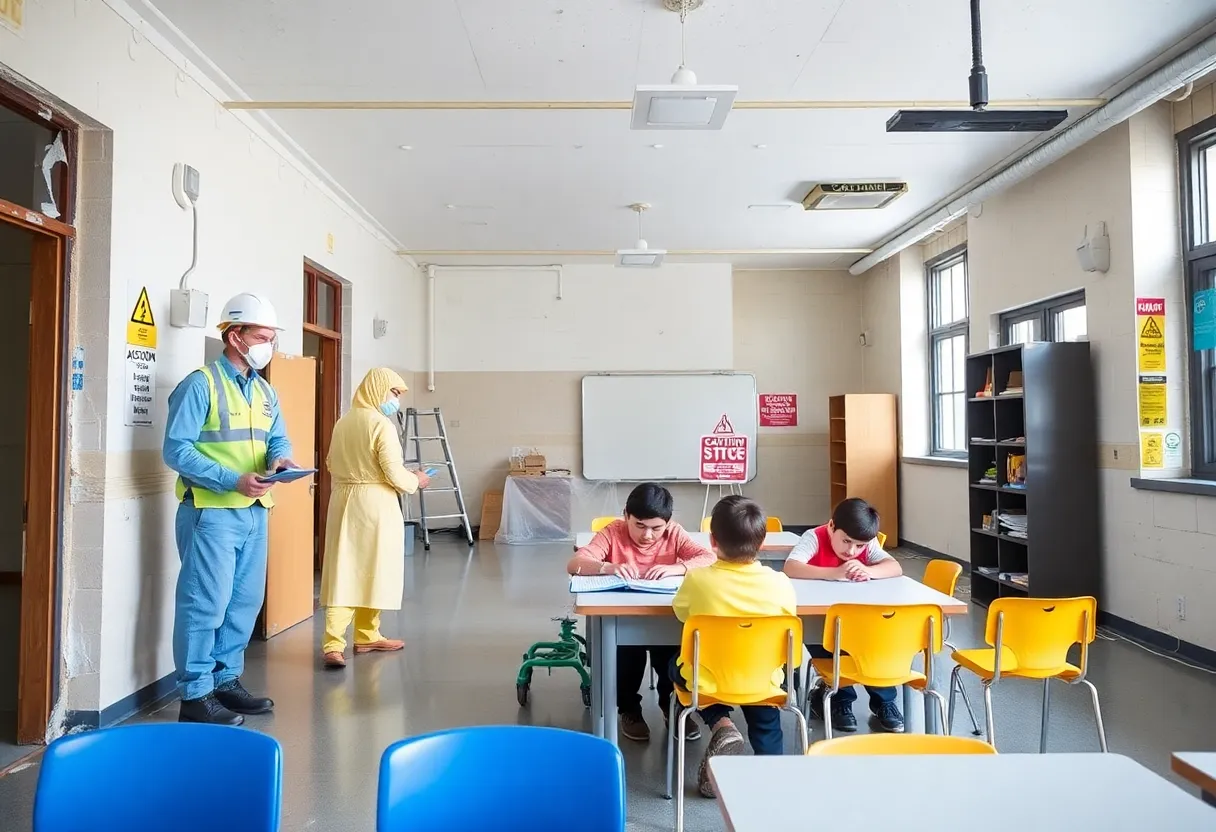 Workers addressing asbestos issues at West Sioux School District