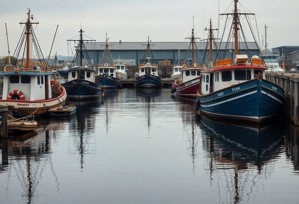 Abandoned fishing docks illustrating the decline of the fishing industry in Grimsby