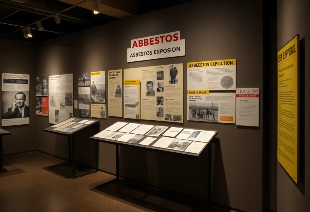 Exhibit showcasing the history and impact of asbestos exposure on public health