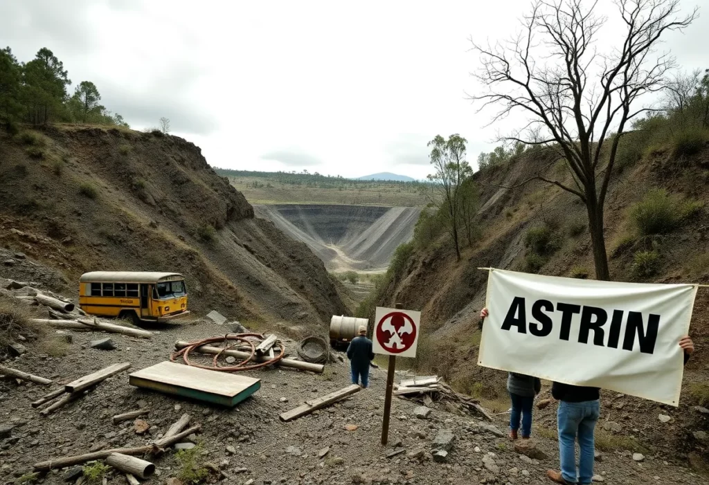 A visual representation of the legacy of asbestos mining and its health implications.