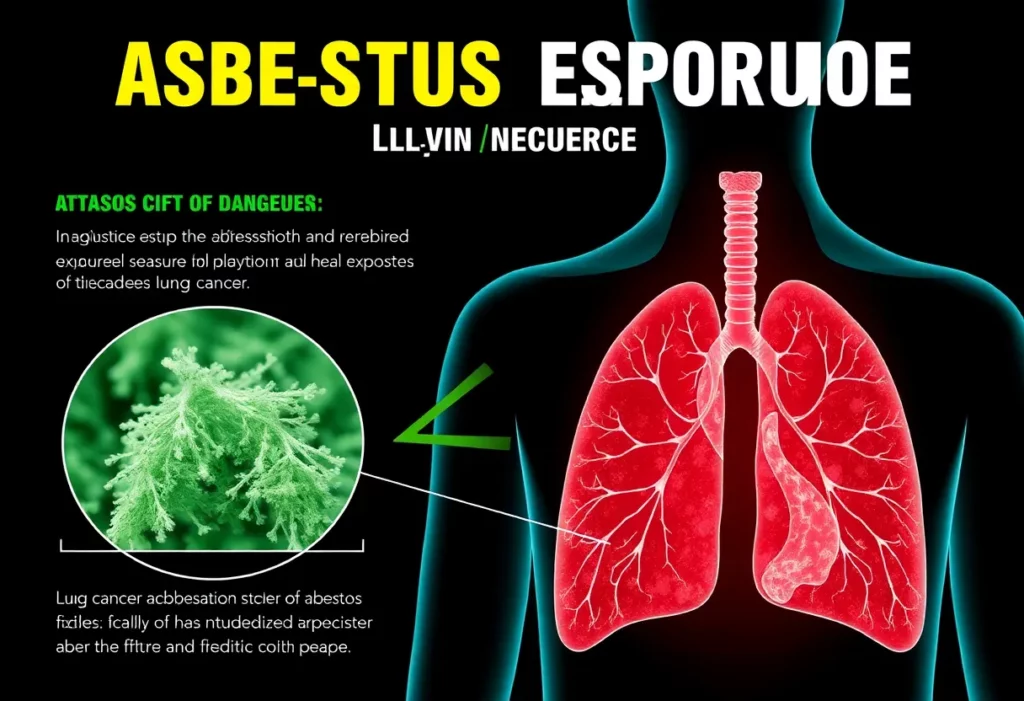 Infographic showcasing the connection between asbestos exposure and lung cancer risks.