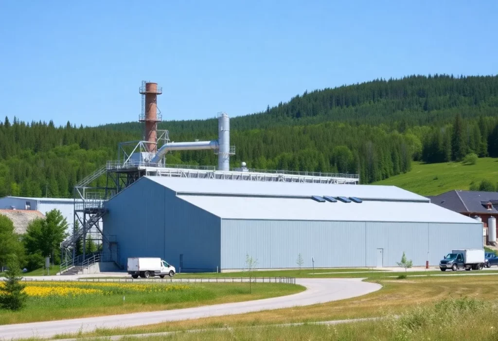 Asbestos mine tailings processing facility in Quebec