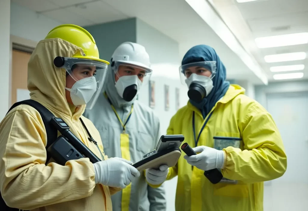 Team inspecting asbestos in Kings County Memorial Hospital.