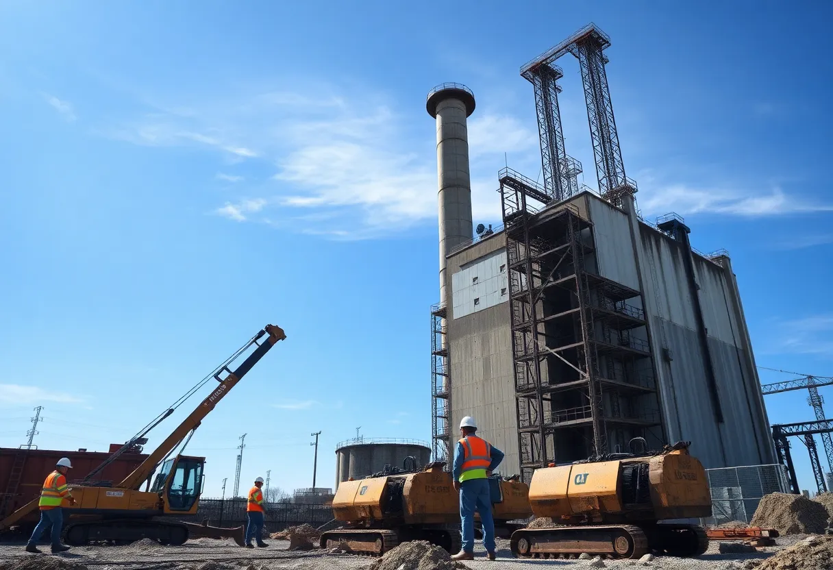 Workers removing asbestos at Acme Power Plant