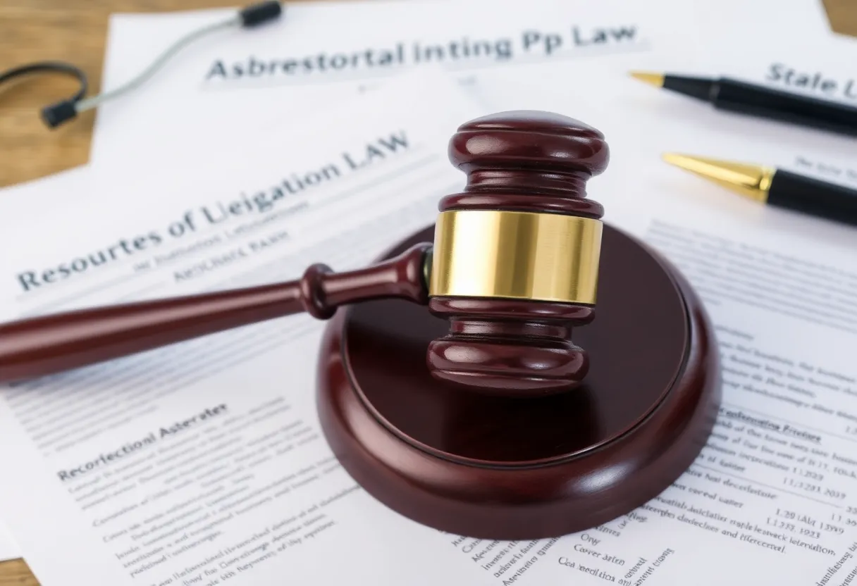 Gavel and legal documents indicating approval of asbestos reorganization plan.