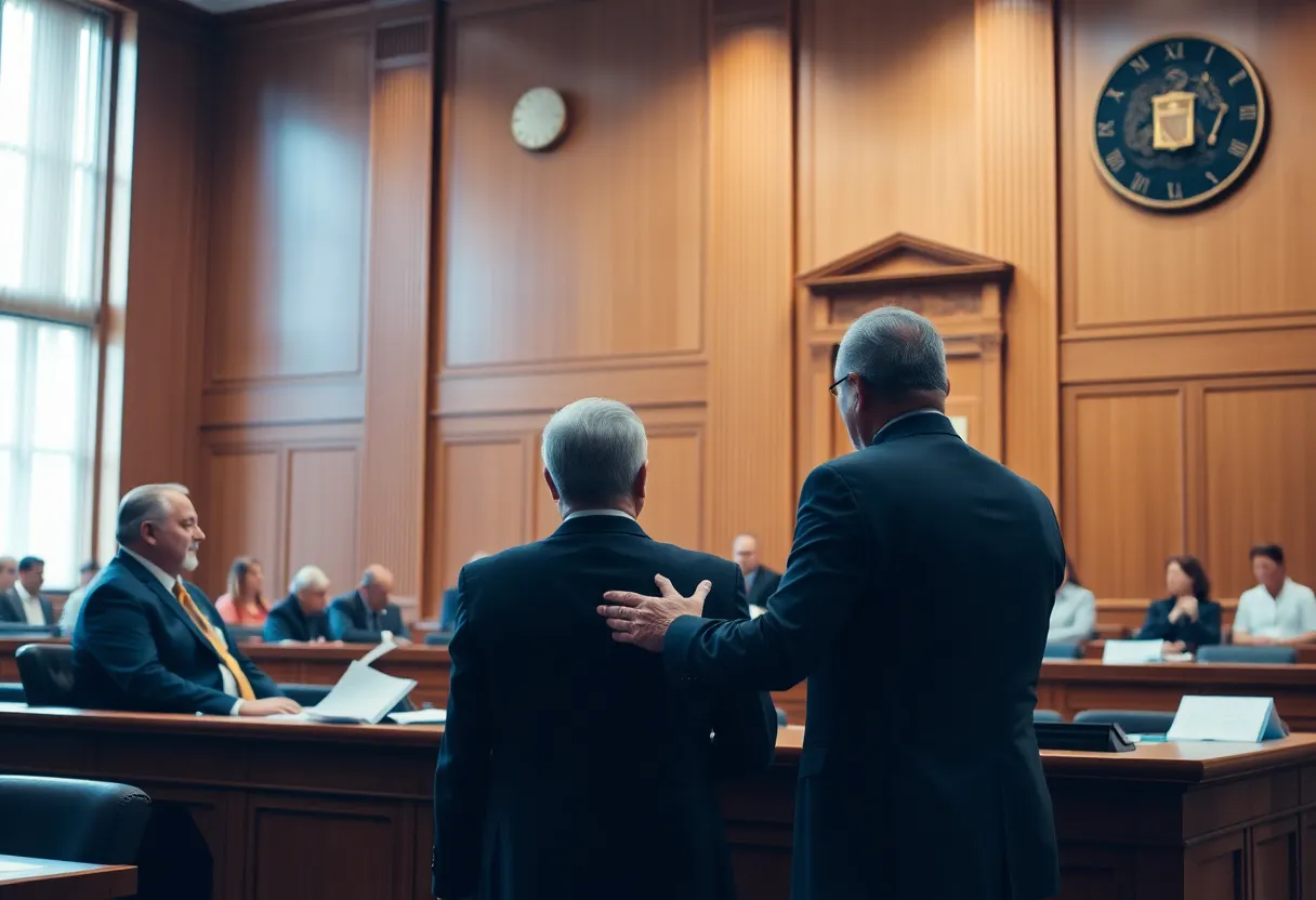 Courtroom scene depicting lawyers arguing in the Bestwall bankruptcy appeal case.