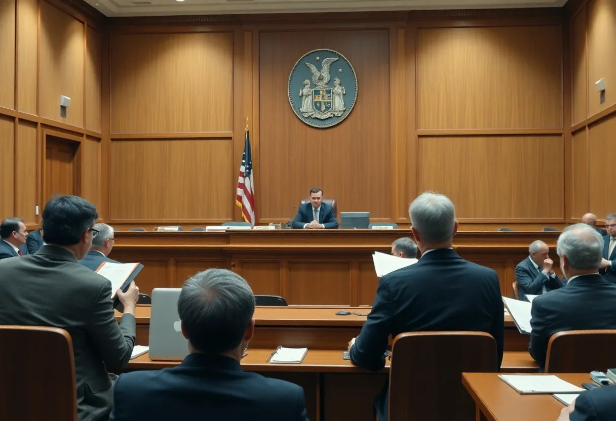 Courtroom scene of Bestwall LLC bankruptcy appeal regarding asbestos liabilities.