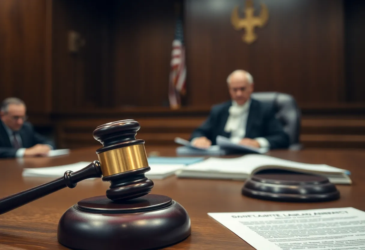 Judge presiding over a courtroom regarding asbestos bankruptcy case
