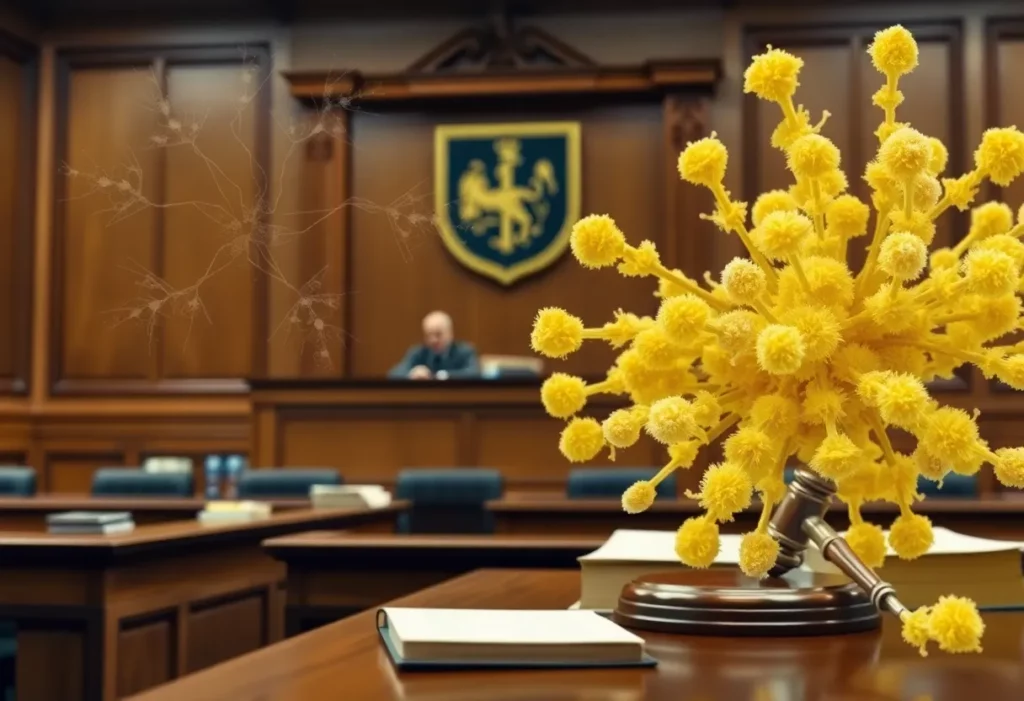 Judge making a ruling in an asbestos case in a courtroom