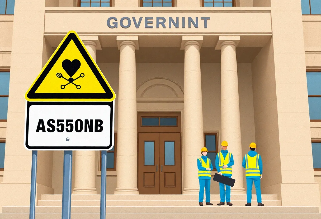 An overview illustration of EPA asbestos regulations with safety signs.