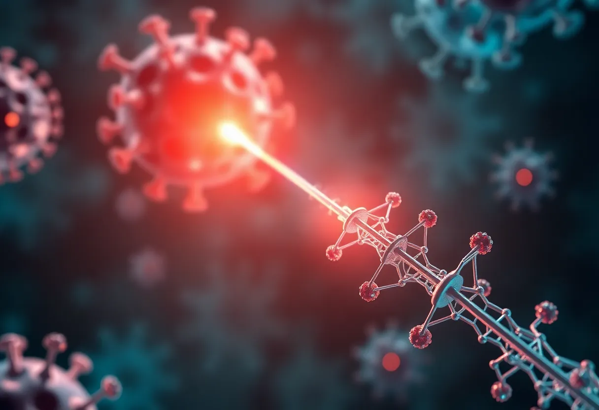Illustration of reqorsa gene therapy targeting mesothelioma cells.