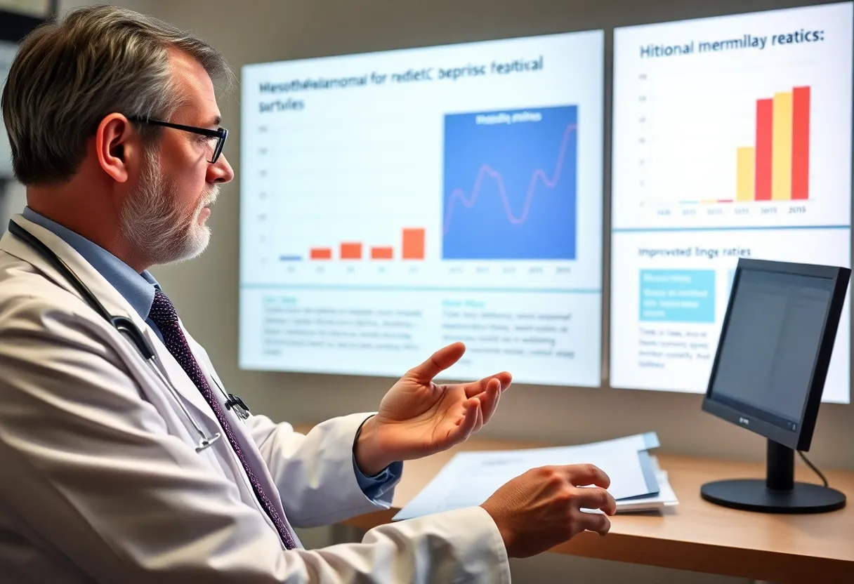 Medical professional presenting HITOCH treatment for mesothelioma patients
