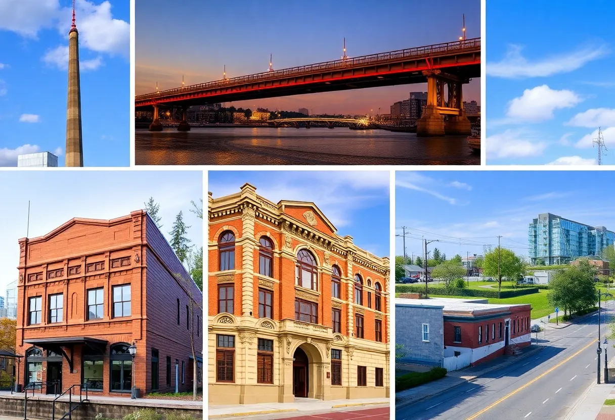 Collage of infrastructure projects with focus on asbestos abatement