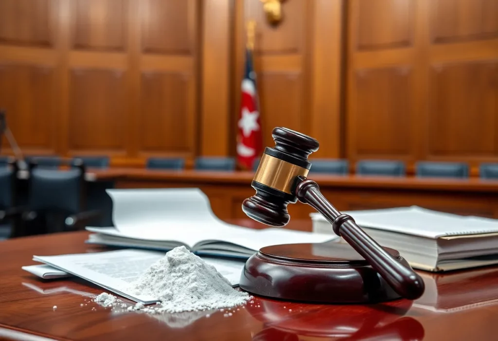 Courtroom scene depicting the rejection of J&J talc settlement.