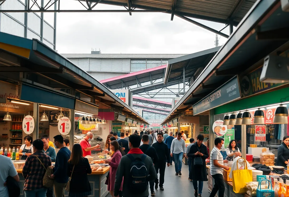 Revamped Leyland Market with new roofing and vibrant stalls