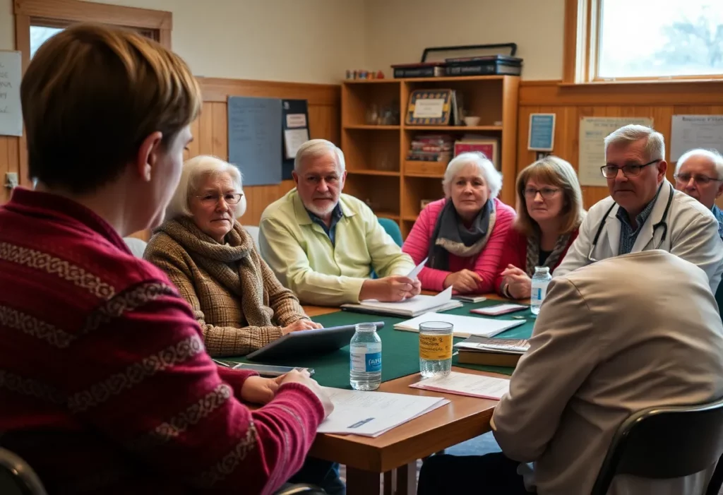 Residents of Libby discussing the impact of the asbestos screening clinic's closure