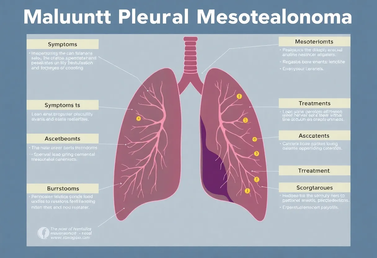 Illustration depicting malignant pleural mesothelioma and its impact on lung health.