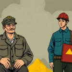 An illustration representing the mesothelioma crisis affecting veterans and workers.