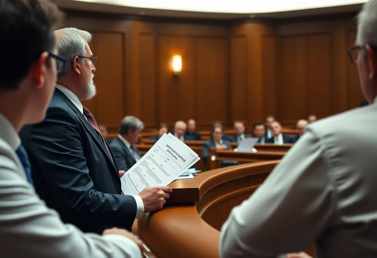Image of courtroom proceedings related to mesothelioma litigation.