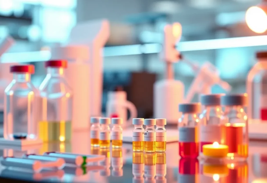 Scientists conducting cancer research in a laboratory