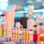 Scientists conducting cancer research in a laboratory