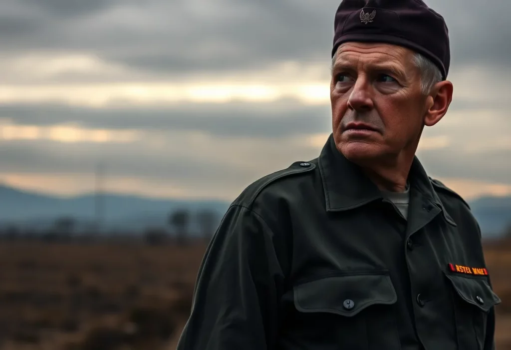 A contemplative veteran reflecting on the impact of mesothelioma.