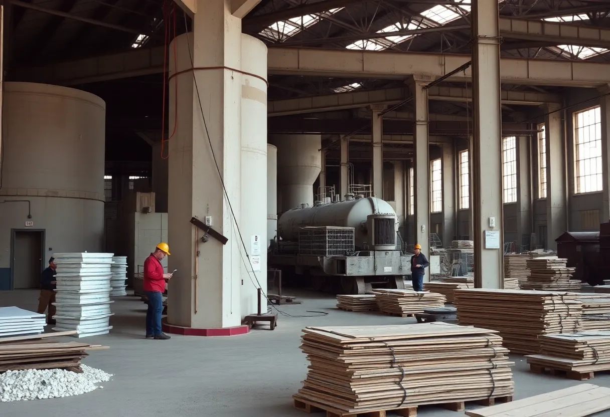 Historic National Gypsum factory with asbestos products