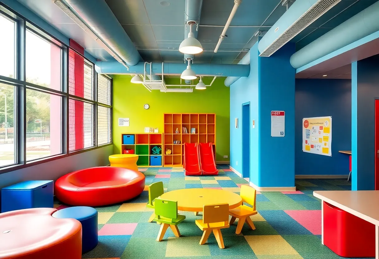 Rendering of the new playroom at Huntsville Elementary School