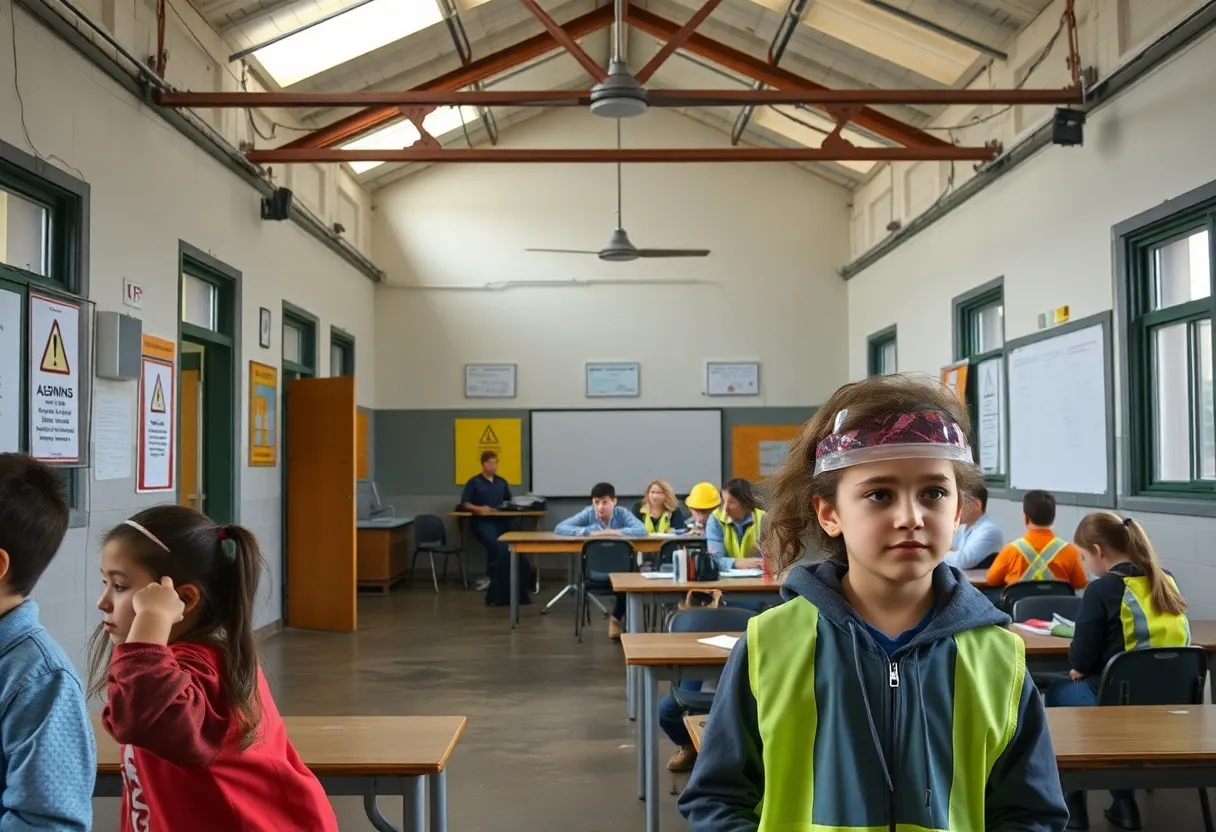An image showing a meeting about asbestos management in Philadelphia schools.