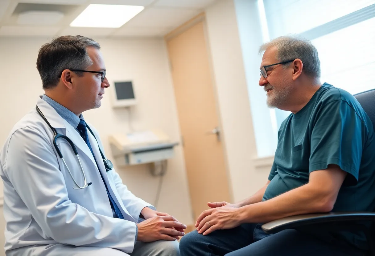 Doctor discussing pleural mesothelioma with a patient