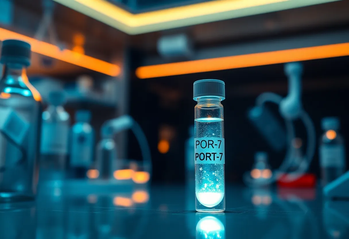 Researchers in a lab creating mesothelioma treatment PORT-7